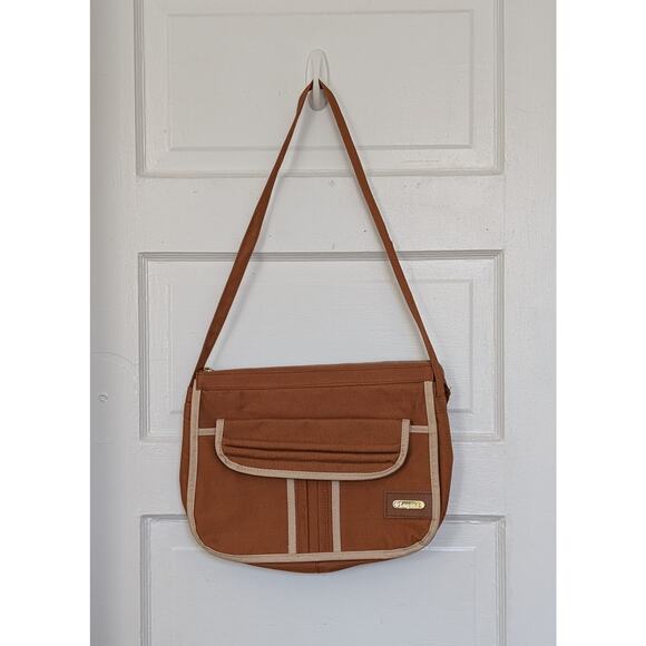 Legend Vintage 80s Tan Canvas Purse Bag Satchel - Picture 1 of 12